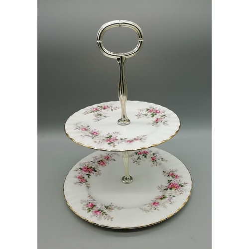 30 - Royal Albert 2 Tier Cake Stand in the 'Lavender Rose' Pattern
