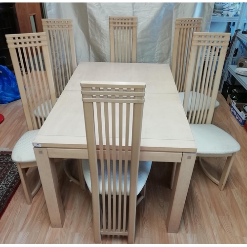41 - Modern Extending Table with 6 High Back Chairs. Table measures 90cm x 140cm and 76cm High. Please no... 