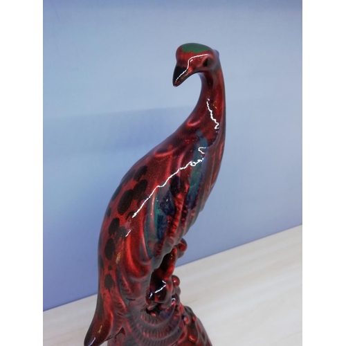 85A - Anita Harris Flambe Peacock, 28cm High