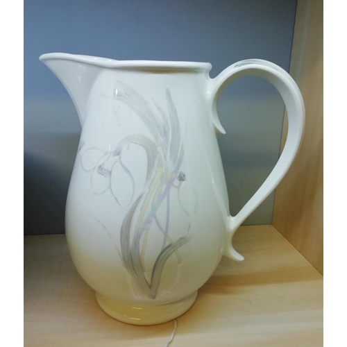 65A - Anita Harris Lustre 23cm Vase and Bowl (34cm Diameter, 15cm High) in the 'White Snowdrop' Pattern