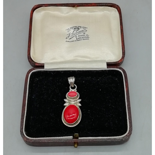 112 - 925 Silver Red Jasper Pendant.