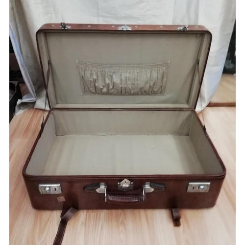 153 - Leather Suitcase. 76cm x 46cm x 22cm.