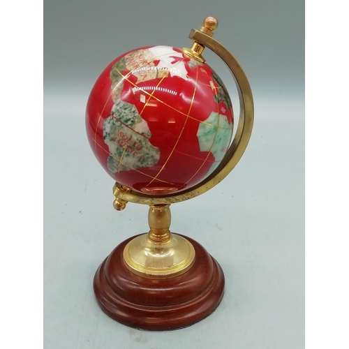 189 - Small 14cm High Desk Top Semi-Precious Globe.