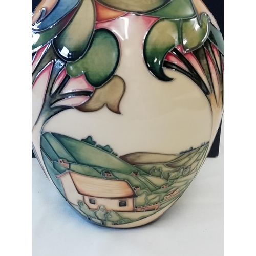 20A - Moorcroft Rural Scene 23cm Vase by Nicola Slaney - Boxed. Best Quality.