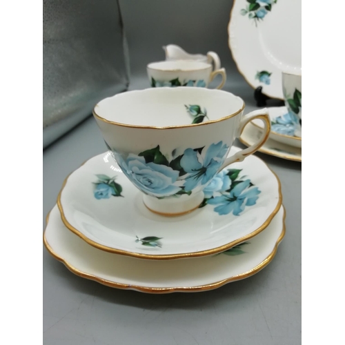 225 - Royal Vale China 18 Piece Part Tea Set with a Rose Pattern. Pat No 8282.