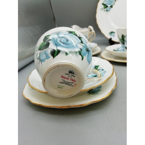 225 - Royal Vale China 18 Piece Part Tea Set with a Rose Pattern. Pat No 8282.