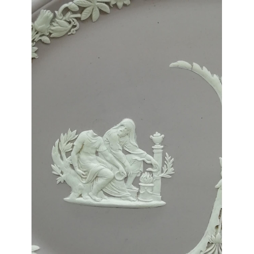 298 - Wedgwood Lilac Jasper 25cm Tray and Trinket Box. (2). Damage to relief on Box.