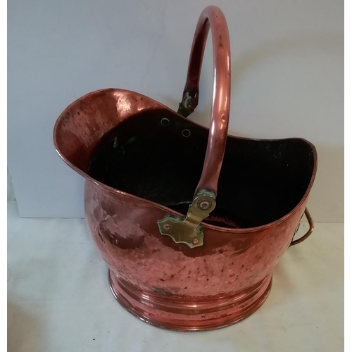 32 - Copper and Brass Coal Bucket.