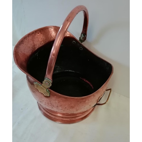 32 - Copper and Brass Coal Bucket.