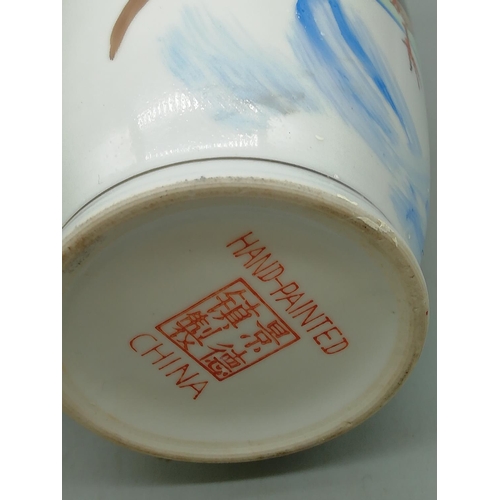 358 - 20cm Hand Painted Poem Vase, Mid Late Republic, Jindezen Imperial Kilns plus 20th Century Crackle Gl... 