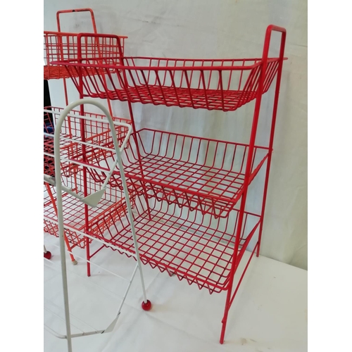 389 - Powder Coated Book Rack with Wooden Sputnik Feet plus 2 x Wire Coated Storage Racks. This Lot is Col... 