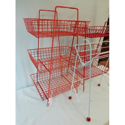 389 - Powder Coated Book Rack with Wooden Sputnik Feet plus 2 x Wire Coated Storage Racks. This Lot is Col... 