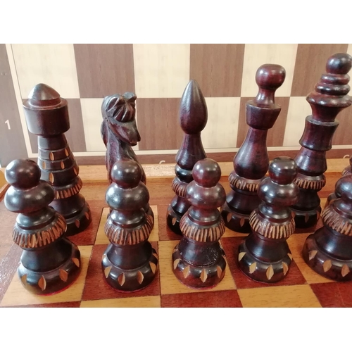 401 - Vintage Carved Chess Set with 2 Boards, one being a Competition Board.