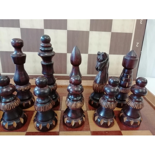 401 - Vintage Carved Chess Set with 2 Boards, one being a Competition Board.