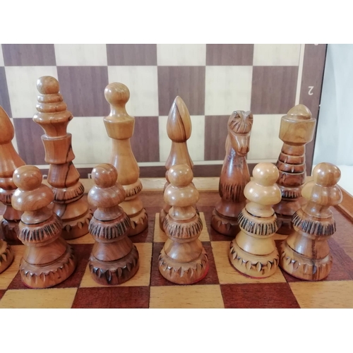 401 - Vintage Carved Chess Set with 2 Boards, one being a Competition Board.