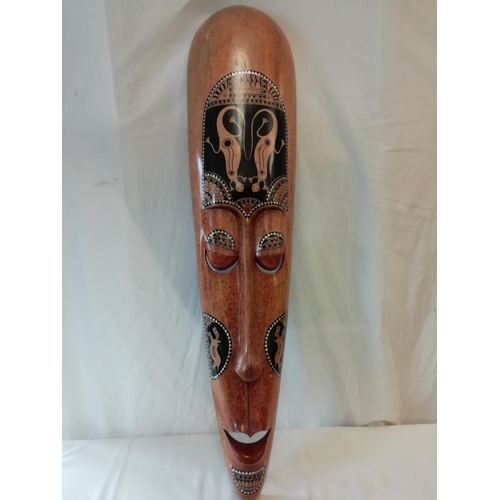 411 - Wooden Carved Native Long Mask. Approx 96cm.