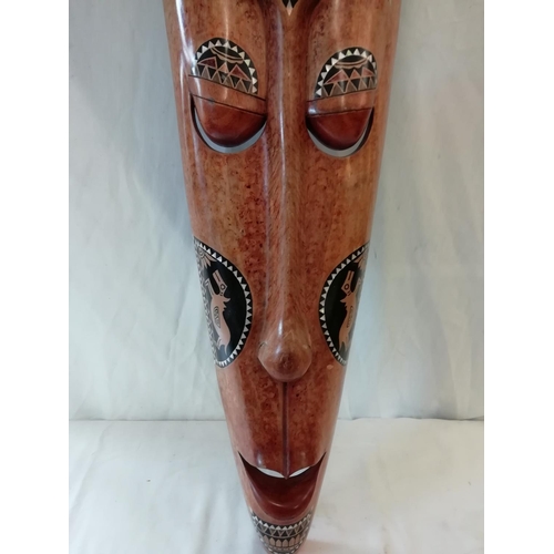 411 - Wooden Carved Native Long Mask. Approx 96cm.