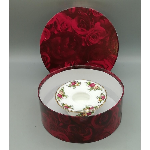 47 - Royal Albert Votive Candlestick in the 'Old Country Roses' Pattern - Boxed.