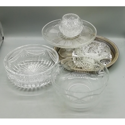 511 - Cut Glass Fruit Bowls (2), Cake Stand plus Other Glass and Metal Items.