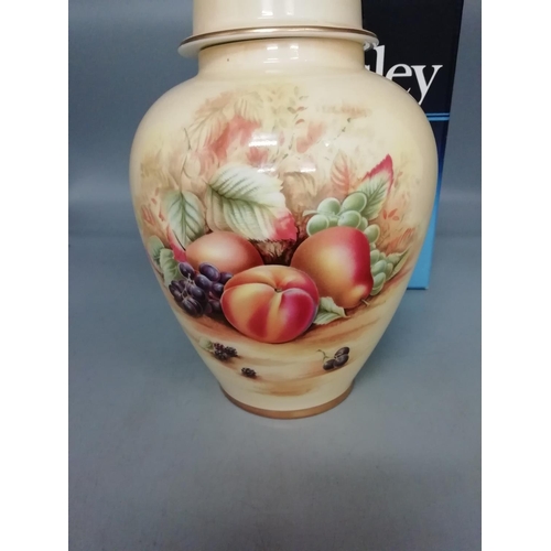 567 - Aynsley Temple Jar in the 'Orchard Gold' Pattern with Acorn Finial - Boxed.