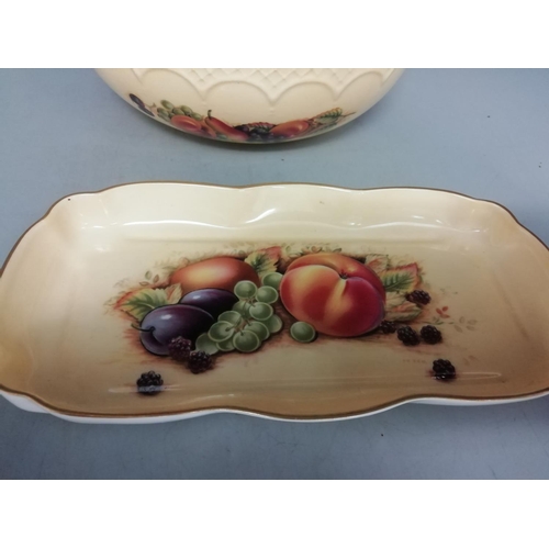 568 - Aynsley Bowl and Oblong Tray in the 'Orchard Gold' Pattern.