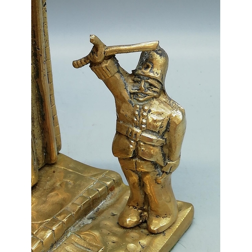 57 - Large 30cm High Heavy Brass Ale & Spirits Saloon Bar Scene.