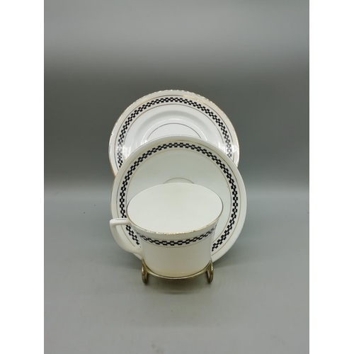 586 - Doric China 20 Piece Part Tea Set in a 'Dice' Pattern.