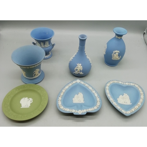 588 - Wedgwood Jasper Items including Vase and Pin Dishes (7)