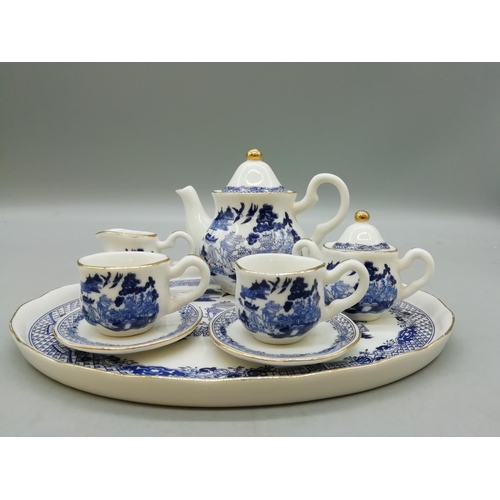 590 - Miniature 'Old Willow' Pattern Tea Set.