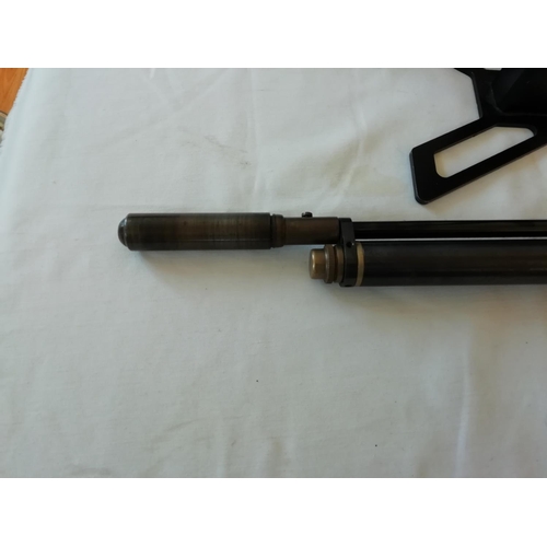 81 - 0.22 Cal Gas Powered Air Rifle with Scope and Webley Stirrup Pump. This Lot is Collection Only. Age ... 