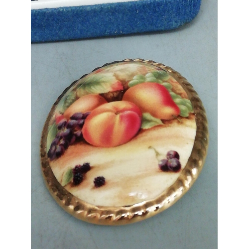 96 - Aynsley Fine Bone China Brooch in the 'Orchard Gold' Pattern. - Boxed