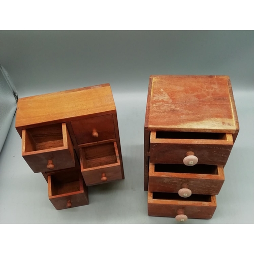 98 - Small 18cm High Wooden Chests of Drawers (2)