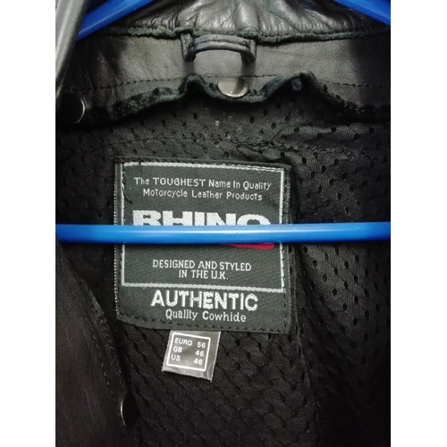 433 - Rhino Motorcycle Leather Jacket. Size 46 GB