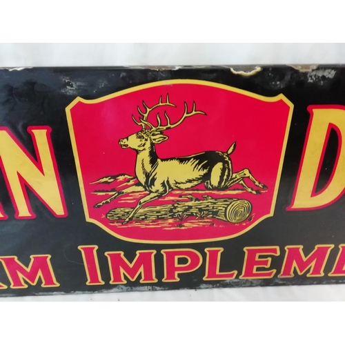 91 - John Deere Tractor Enamelled Sign. Approx 92cm x 30cm. This Lot is Collection Only.