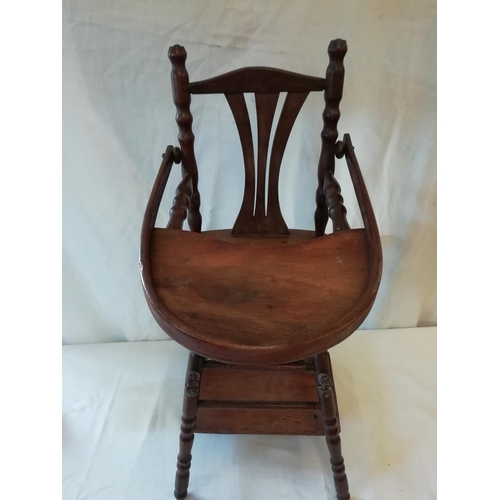 1 - Antique Dolls Metamorphic High Chair. Made in France.