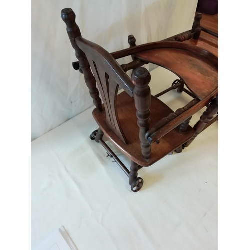 1 - Antique Dolls Metamorphic High Chair. Made in France.