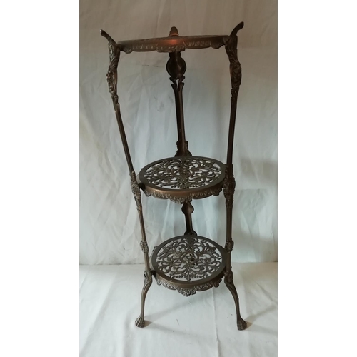 101 - 3 Tier Brass Pan Stand. 72cm High.