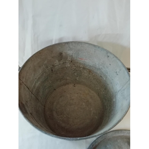 127 - Vintage 2 Handled Lidded Galvanised Pan.