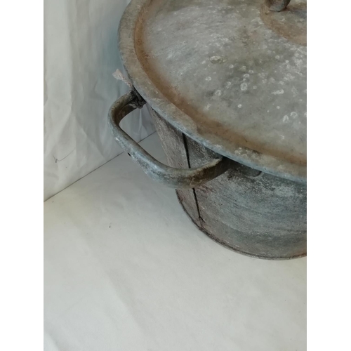 127 - Vintage 2 Handled Lidded Galvanised Pan.