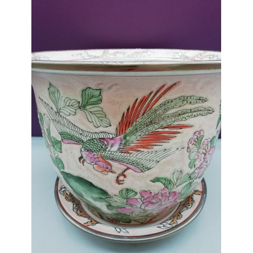 137 - Chinese Famille Rose Planter/Jardiniere with Tray, Boxed Mark to Base.