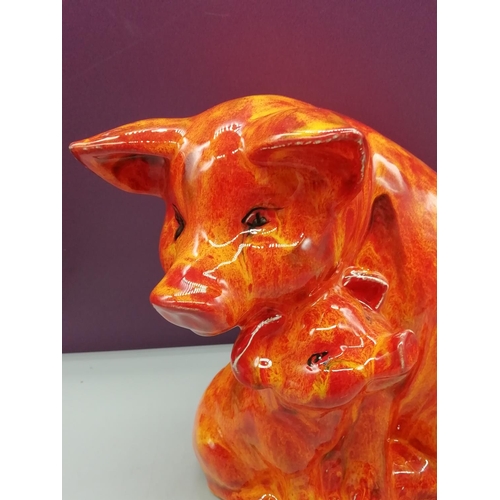 150 - Anita Harris Art Pottery Figure of a Pig and Piglet. 22cm High.