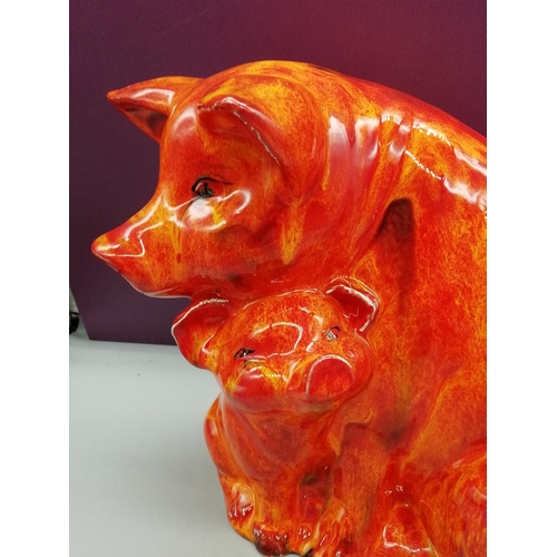 150 - Anita Harris Art Pottery Figure of a Pig and Piglet. 22cm High.