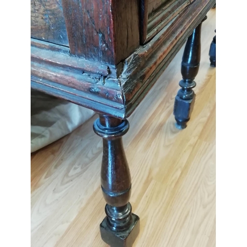 171 - Antique Period Oak Jacobean Dresser Base. 3 Molded Drawers Standing on 4 Turned Leg Supports. Collec... 