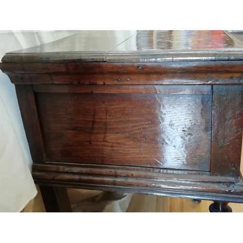 171 - Antique Period Oak Jacobean Dresser Base. 3 Molded Drawers Standing on 4 Turned Leg Supports. Collec... 