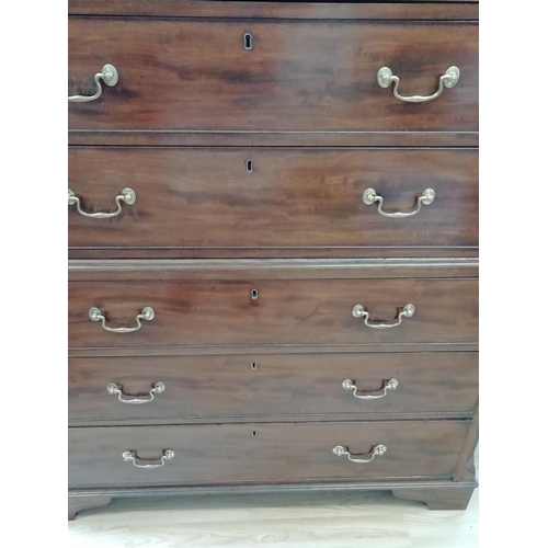 172 - George III Mahogany Chest on Chest with Brass Handles, Standing on Bracket Feet. Collection Only.