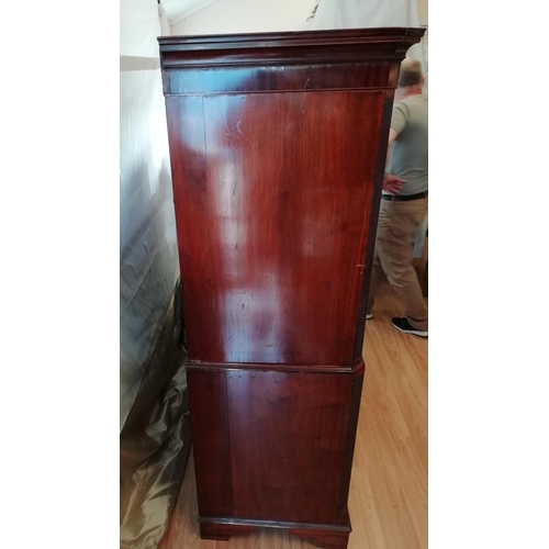 172 - George III Mahogany Chest on Chest with Brass Handles, Standing on Bracket Feet. Collection Only.