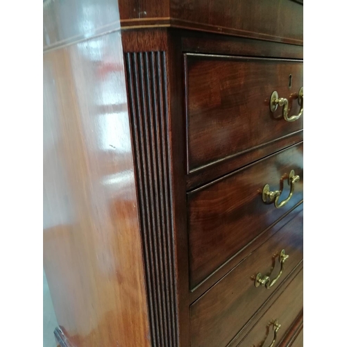 172 - George III Mahogany Chest on Chest with Brass Handles, Standing on Bracket Feet. Collection Only.