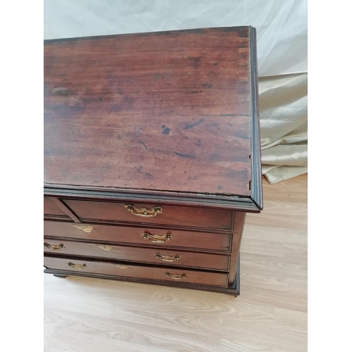 173 - George III Small Mahogany 2 over 3 Chest of Drawers on Shaped Bracket Feet. Collection Only.