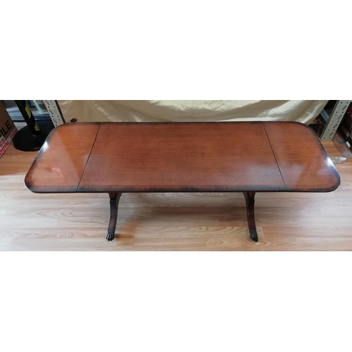 175 - Drop Leaf Coffee Table with Brass Claw Wheels. Collection Only.