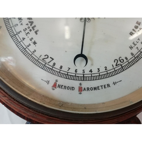 176 - C1880 Oak Aneroid Barometer. 89cm Long. This Lot is Collection Only.